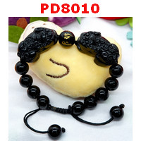 PD8010 : สร้อยข้อมือปี่เซียะคู่หินอ๊อบซิเดียนเชือก