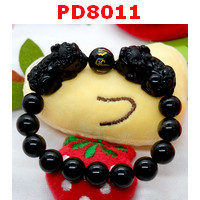 PD8011 : สร้อยข้อมือปี่เซียะคู่หินอ๊อบซิเดียนดำ