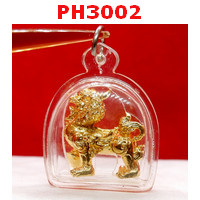 PH3002 : ปี่เซียะทองเหลืองชุบทองใส่กรอบ