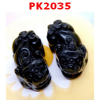 PK2035 : ปี่เซียะหินอ๊อบซิเดียนดำ คู่