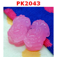 PK2043 : ปี่เซียะคู่ หินโรสควอตซ์สีชมพูเข้ม