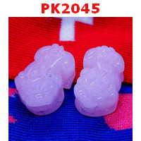 PK2045 : ปี่เซียะคู่ หินโรสควอตซ์สีชมพูอ่อน