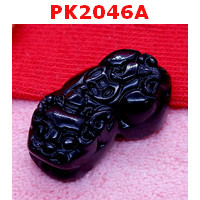 PK2046A : ปี่เซียะคู่ หินอ๊อบซิเดียนดำเดี่ยว