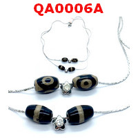 QA0006A : สร้อยคอหินทิเบต 2 เส้นเป็นคู่