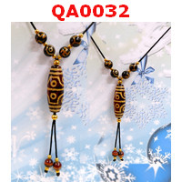 QA0032 : หินทิเบต ลาย 8 ตา+หลายลายพร้อมสร้อยคอเชือก