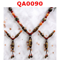 QA0090 : สร้อยคอหินทิเบตมังกรคู่+หลายลาย