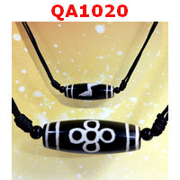 QA1020 : สร้อยคอหินทิเบต 5 ตาสายฟ้าสร้อยปรับสั้นยาวได้