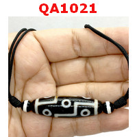 QA1021 : สร้อยคอหินทิเบต 9 ตาอย่างดี สร้อยปรับสั้นยาวได้