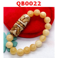 QB0022 : สร้อยข้อมือหินทิเบตลายเขี้ยวเสือคู่