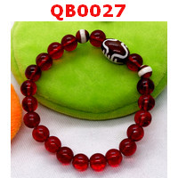 QB0027 : สร้อยข้อมือหินDZI ลายอายุยืน+หมอยา