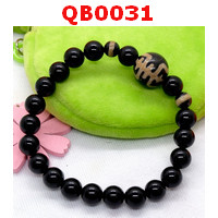 QB0031 : สร้อยข้อมือหินDZI ลายอายุยืน+หมอยา