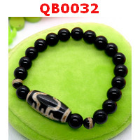 QB0032 : สร้อยข้อมือหินDZI ลายอายุยืน+หมอยา