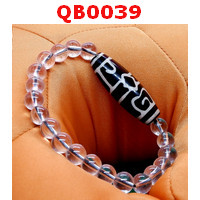 QB0039 : สร้อยข้อมือ หิน DZI หมวกลามะ