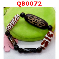 QB0072 : สร้อยข้อมือ DZI  ลายอายุยืน+คาถาทิเบต