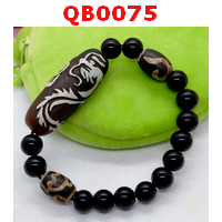 QB0075 : สร้อยข้อมือ DZI ลายมังกร+ดอกบัว+หรูยี่