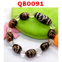 QB0091 : สร้อยข้อมือ DZI ลายดอกบัว