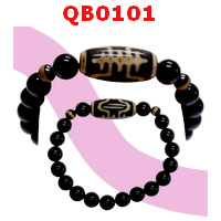 QB0101 : สร้อยข้อมือหินDZI อายุยืน