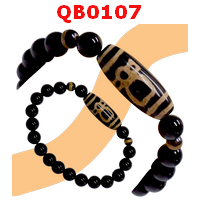 QB0107 : สร้อยข้อมือหินDZI ลายไฉ่ซิงเอี๊ย