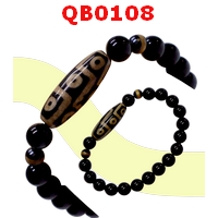QB0108 : สร้อยข้อมือหินDZI ลาย 9 ตา