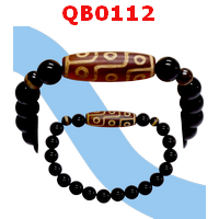 QB0112 : สร้อยข้อมือหินDZI ลาย 12 ตา