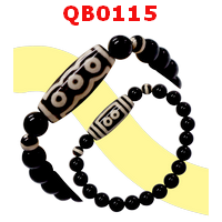 QB0115 : สร้อยข้อมือหินDZI ลาย 5 ตา