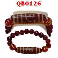 QB0126 : สร้อยข้อมือหินทิเบต  ลาย 2 ตา
