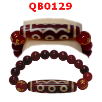 QB0129 : สร้อยข้อมือหินทิเบต  ลาย 5 ตา