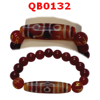 QB0132 : สร้อยข้อมือหินทิเบต  ลาย 3 ตา