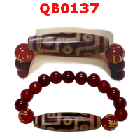 QB0137 : สร้อยข้อมือหินทิเบต  ลาย 9 ตา