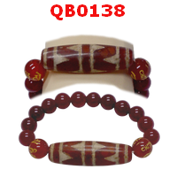 สร้อยข้อมือหินทิเบต  ลายเขี้ยวเสือคู่