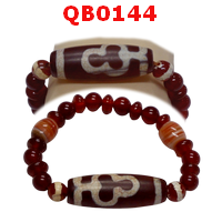 QB0144 : สร้อยข้อมือหินทิเบต  ลายต้นโพธิ์+หมอยา