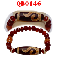 QB0146 : สร้อยข้อมือหินทิเบต  ลายหรูยี่+หมอยา