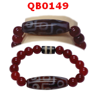 QB0149 : สร้อยข้อมือหินทิเบต  ลาย  9 ตา+2 เส้น