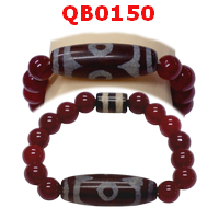 QB0150 : สร้อยข้อมือหินทิเบต  ลาย  3 ตา+2 เส้น