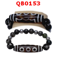 QB0153 : สร้อยข้อมือหินทิเบต  ลาย 5 ตา+คาถาทิเบต
