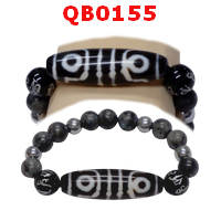 สร้อยข้อมือหินทิเบต  ลาย 4 ตา เขี้ยวเสือ+คาถาทิเบต