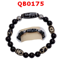 QB0175 : สร้อยข้อมือหินทิเบต ลาย 6 ตา ลายลึก