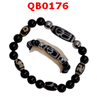 QB0176 : สร้อยข้อมือหินทิเบต ลายไฉ่ซิงเอี๊ย ลายลึก