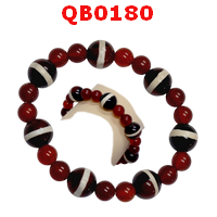 QB0180 : สร้อยข้อมือหินทิเบต ลายหมอยา 7 เม็ด