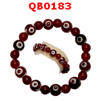 QB0183 : สร้อยข้อมือหินทิเบต ลาย 3 ตา 10 เม็ด