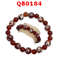 QB0184 : สร้อยข้อมือหินทิเบต ลายแก้ววิเศษ 10 เม็ด