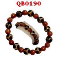 QB0190 : สร้อยข้อมือหินทิเบต  ลายกระดองเต่า 10 เม็ด