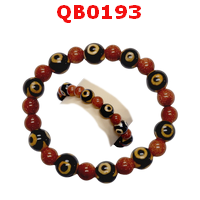 QB0193 : สร้อยข้อมือหินทิเบต  ลาย 3 ตา 10 เม็ด