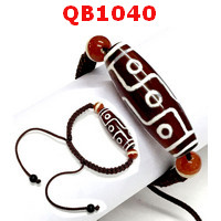 QB1040 : สร้อยข้อมือหินทิเบต 9 ตา เชือกถัก