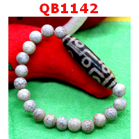 QB1142 : สร้อยข้อมือหิน DZI 9 ตาลายเกล็ดมังกร