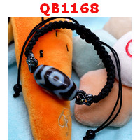QB1168 : สร้อยข้อมือหินทิเบต 3 ตาเชือกถัก