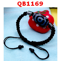 QB1169 : สร้อยข้อมือหินทิเบต 3 ตาเชือกถัก