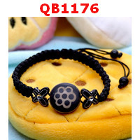 QB1176 : สร้อยข้อมือDZI 7 ตาดอกโบตั๋น เชือกถัก