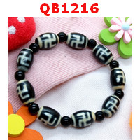 QB1216 : สร้อยข้อมือ DZI ลายสวัสดิกะ 9 เม็ด