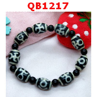 QB1217 : สร้อยข้อมือ DZI ลายผู้สูงศักดิ์ 9 เม็ด